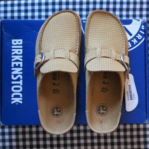 NEW Birkenstock Buckley Nubuck Leather clogs/mules latte cream EU 36 medium $150
